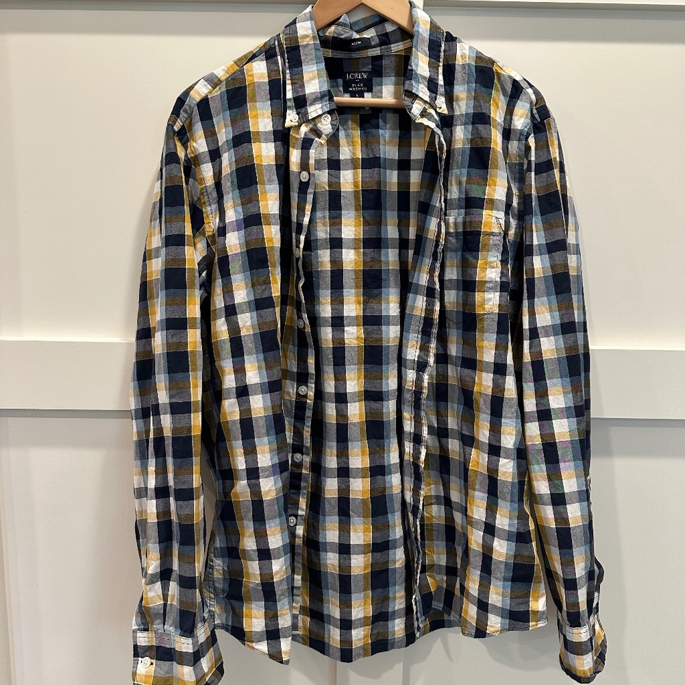 J. Crew Large Flex Washed Men's Button Down